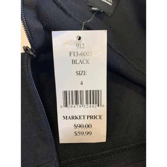 Saks Fifth Ave Black Mini Faux Leather Waist Band Faux Wrap Look Skirt Sz 4 NWT - Picture 5 of 10